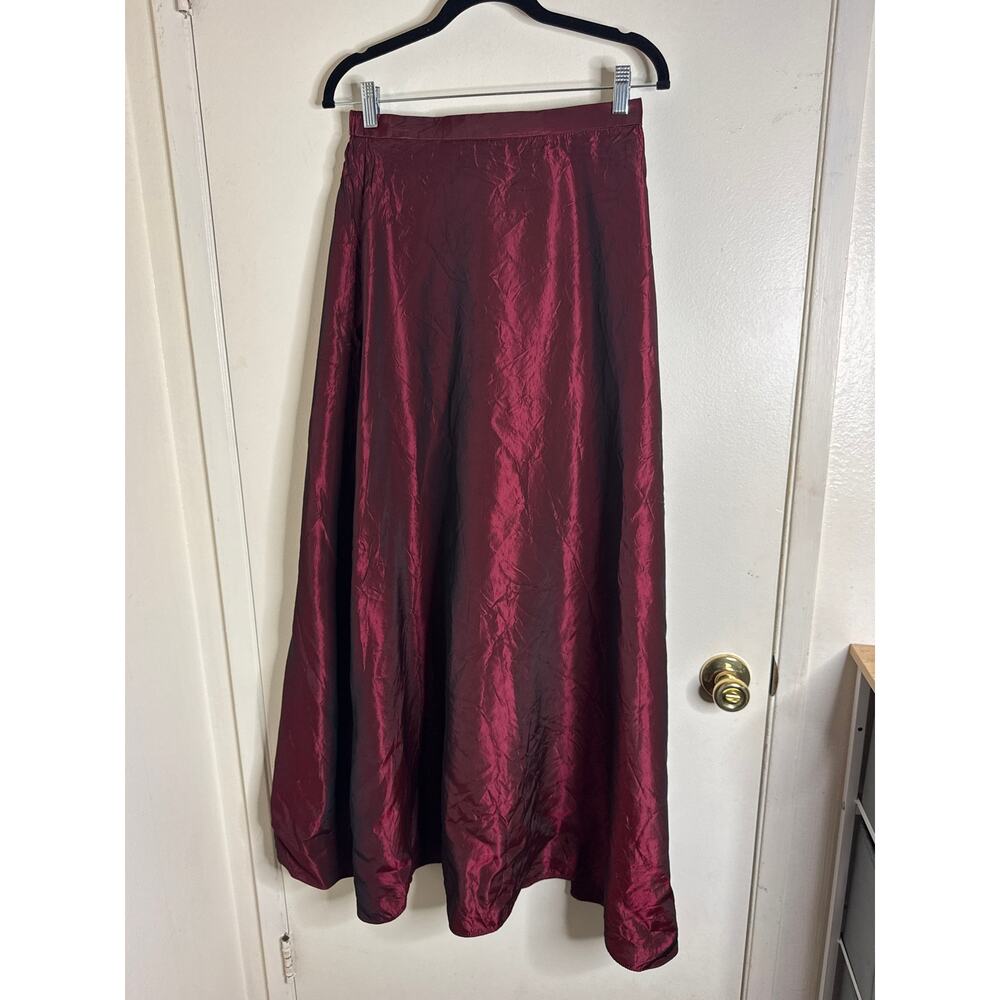 VTG Jessica McClintock Burgundy Taffeta Maxi Skirt Y2K Prom Dark Romance Sz10 - Picture 3 of 7